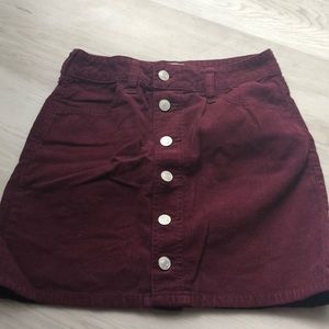 pacsun button down corduroy skirt